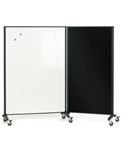 Quartet Motion Room Divider With DuraMax Porcelain Magnetic Dry-Erase Whiteboard Surface, 48in x 72in, Metal Frame With Graphite Finish