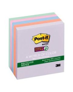 Post-it Super Sticky Notes, 3in x 3in, 30% Recycled, Bali Collection, Pack of 5 Pads