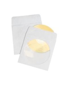 Quality Park CD/DVD Sleeves, 5in x 5in, White, Box Of 250