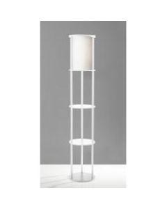 Adesso Stewart Round 2-Shelf Floor Lamp, 62-1/2inH, White Shade/White Base