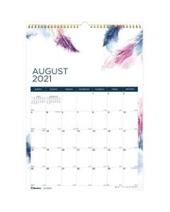 Blueline Boho Academic Monthly Wall Calendar, 12in x 17in, 50% Recycled, FSC Certified, August 2021 To July 2022, CA173127