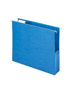 Smead Hanging File Pocket With Tab, 2in Expansion, 1/5-Cut Adjustable Tab, Letter Size, Sky Blue, Box of 25