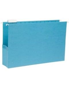 Smead Hanging File Pocket With Tab, 3in Expansion, 1/5-Cut Adjustable Tab, Legal Size, Sky Blue, Box of 25