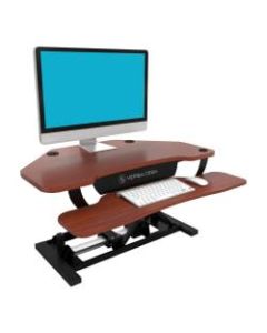 VersaDesk Power Pro Corner Push-Button Electric Height-Adjustable Sit-to-Stand Desk Riser, Cherry