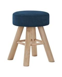 Monarch Specialties Shellie Velvet Ottoman, Blue/Natural
