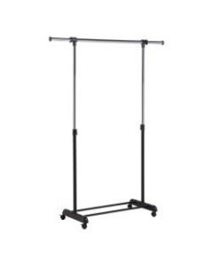 Honey-Can-Do Expandable Garment Rack, 66 3/4inH x 17 1/4inW x 50inD, Chrome/Black