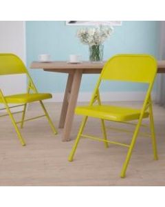 Flash Furniture HERCULES COLORBURST Metal Triple-Braced Folding Chair, Twisted Citron