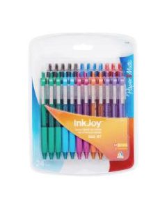 Paper Mate InkJoy 300 RT Retractable Pens, Medium Point, 1.0 mm, Clear Barrels, Assorted Ink Colors, Pack Of 24