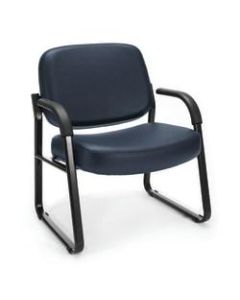 OFM Big And Tall Anti-Bacterial Guest Reception Chair With Arms, Navy/Black