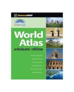 Kappa Map Group World Scholastic Atlases, 8 1/2in x 11in, Grades 3-12, Pack Of 4