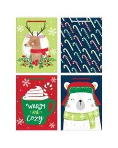Amscan Christmas Medium Vertical Gift Bags, 7-3/4inH x 6inW x 3inD, Warm And Cozy, Pack Of 20 Bags