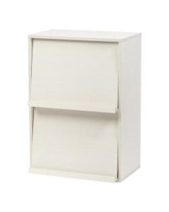 IRIS Wood Shelf With Pocket Doors, 2-Tier, Off White