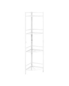Monarch Specialties Abigail 58inH 4-Shelf Corner Etagere Bookcase, White