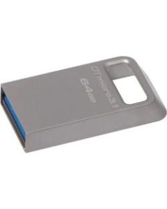 Kingston 128GB DTMicro USB 3.1/3.0 Type-A Metal Ultra-Compact Flash Drive - 128 GB - USB 3.1, USB 3.0