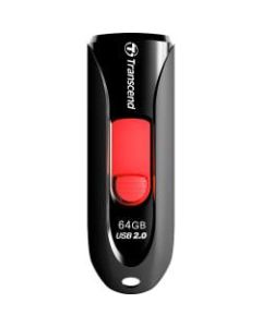 Transcend 64GB JetFlash 590 USB 2.0 Flash Drive - 64 GB - USB 2.0 - Red - Lifetime Warranty