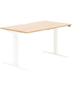 Allermuir Slide Electric Height-Adjustable Standing Desk, 29inH x 54inW x 30inD, Oak/White