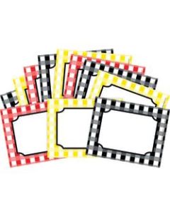 Barker Creek Name Badges/Self-Adhesive Labels, 3 1/2in x 2 3/4in, Buffalo Plaid, Pack Of 45