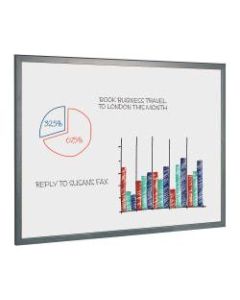 MasterVision Easy Clean Melamine Dry-Erase Whiteboard, 36in x 24in, Wood Frame With Gray Finish