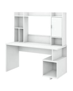 kathy ireland Home by Bush Furniture Madison Avenue 60inW Writing Desk With Hutch, Pure White, Standard Delivery