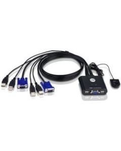 Aten CS22U 2-Port USB KVM Switch - 2 x 1 - 1 x Type A Mouse, 1 x Type A Keyboard, 2 x HD-15 Video