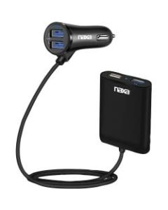 Naxa Front And Back Seat Car Charger - 20 Pack - 12 V DC, 24 V DC Input - 5 V DC/3.10 A, 9 V DC, 12 V DC Output