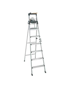 Cosco Lightweight Aluminum Folding Step Ladder With Leg Lock And Handle, 300 Lb, 8ft