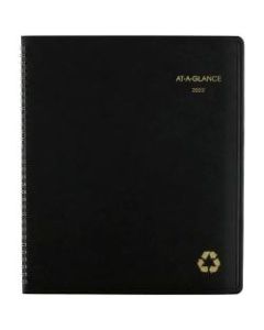 AT-A-GLANCE 13-Month Recycled Monthly Planner, 9in x 11in, Black, 100% Recycled, January 2022 To January 2023, 70260G05