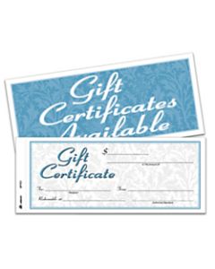 Adams 2-Part Gift Certificates Kit, 3 2/5in x 8 1/2in, White, Pack Of 25 Certificates/Envelopes