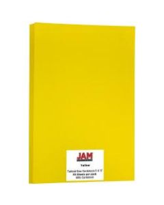 JAM Paper Cover Card Stock, 11in x 17in, 65 Lb, 30% Recycled, Solar Yellow, Pack Of 50 Sheets