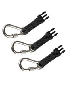 Ergodyne Squids 3025 Retractable Tool Lanyard Accessory Carabiners, 4in, Black, Pack Of 3 Carabiners