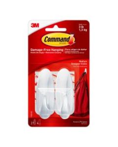 3M Command General Purpose Removable Plastic Hooks, Medium, Pack Of 2 Hooks