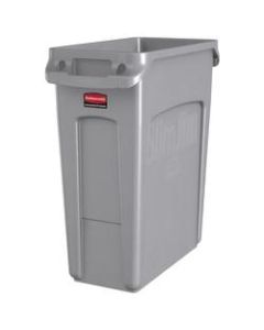 Rubbermaid Slim Jim Rectangular Plastic Vented Waste Container, 16 Gallons, 25inH x 11inW x 22inD, Gray