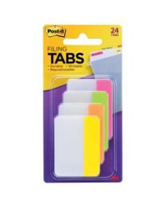 Post-it Notes Durable Filing Tabs, 2in x 1-1/2in, Assorted Colors, 6 Flags Per Pad, Pack Of 4 Pads