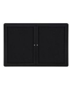 Ghent Ovation 2-Door Bulletin Board, Fabric, 34in x 47in, Black, Black Aluminum Frame