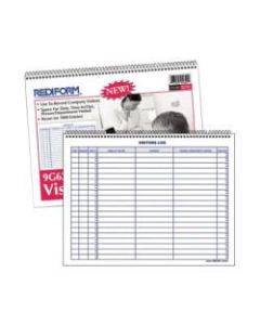 Rediform Visitors Log Book - 50 Sheet(s) - Wire Bound - 1 Part - 11in x 8 1/2in Sheet Size - White Sheet(s) - Blue Print Color - Recycled - 1 Each