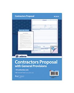 Adams Contractor Proposal Unit Sets, 3-Part, 10 15/16in x 8 1/2in, Multicolor, Pack Of 50