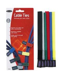 Belkin Nylon Tie Wraps, 8in, Assorted Colors, Pack Of 6