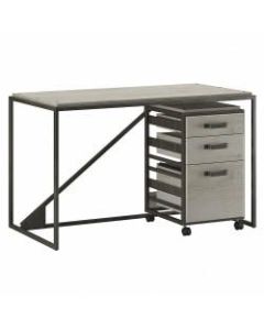 Bush Furniture Refinery 50inW Industrial Desk With 3-Drawer Mobile File Cabinet, Cottage White, Standard Delivery