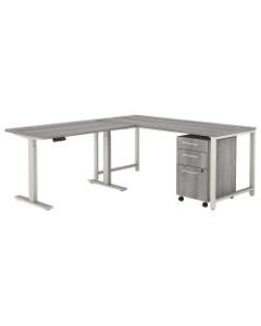 Bush Business Furniture 400 Series 72inW L-Shaped Adjustable Desk With Storage, Platinum Gray, Premium Installation