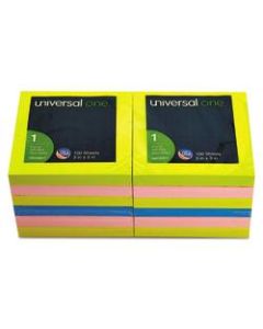 Universal Fan-Folded Pop-Up Notes, 3in x 3in, Assorted Neon Colors, 100 Sheets Per Pad, Pack Of 12 Pads