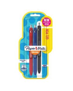 Paper Mate InkJoy Retractable Gel Pens, Medium Point, 0.7 mm, Assorted Barrels, Assorted Ink Colors, Pack Of 3