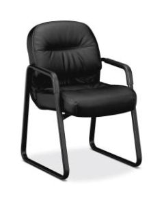 HON Pillow-Soft Bonded Leather Guest Chair, Black