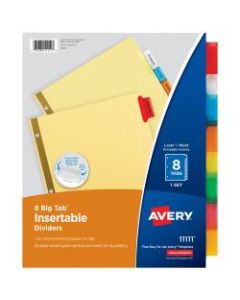 Avery Big Tab Insertable Dividers, Gold Reinforced, 30% Recycled, Buff/Multicolor, 8-Tab