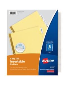 Avery Big Tab Insertable Dividers Gold Reinforced Edge, 30% Recycled, Buff/Clear, 8-Tab