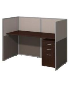 Bush Business Furniture Easy Office Straight Desk Closed Office With 3-Drawer Mobile Pedestal, Fully Assembled, 44 15/16inH x 61 1/16inW x 30 9/16inD, Mocha Cherry