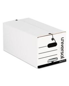 Universal Heavy-Duty Storage Boxes With String & Button Closure And Built-In Handles, Letter Size, 10in x 12in x 24in, White, Case Of 12