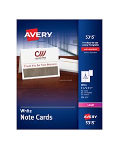 Avery Laser Note Cards, 4 1/4in x 5 1/2in, White, Box Of 60