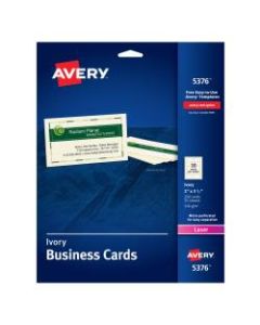 Avery Laser Microperforated Business Cards, Sure Feed Technology, 2in x 3 1/2in, Ivory, Pack Of 250