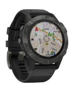 Garmin f&Auml;nix 6 GPS Watch - Wrist - 32 GB - 1.3in - Touchscreen - Bluetooth - Wireless LAN - GPS - 336 Hour - Round - 1.85in - Carbon Gray Case - Black Band - Diamond-like Carbon (DLC) - Sapphire Crystal Lens