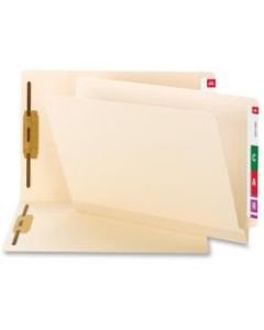 Smead TUFF Poly Fastener File Folders With Shelf-Master, 1/2in Tab Cut, Assorted Tab Position, Letter Size, Manila, Box Of 50